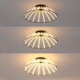 Ambros 23.5" Modern Industrial Metal Dimmable Stripe Half-Cage Integrated LED Flush Mount - JONATHAN Y
