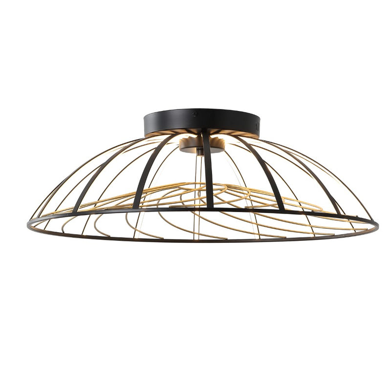Ambros 23.5" Modern Industrial Metal Dimmable Stripe Half-Cage Integrated LED Flush Mount - JONATHAN Y