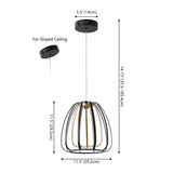 Gigi 11.5" Modern Glam Metal Adjustable Dimmable Stripe Cage Integrated LED Pendant - JONATHAN Y