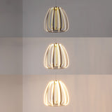 Gigi 11.5" Modern Glam Metal Adjustable Dimmable Stripe Cage Integrated LED Pendant - JONATHAN Y