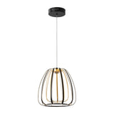 Gigi 11.5" Modern Glam Metal Adjustable Dimmable Stripe Cage Integrated LED Pendant - JONATHAN Y