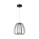 Gigi Modern Glam Metal Adjustable Dimmable Stripe Cage Integrated LED Pendant Black/Gold Painting / 11.5" – OFF