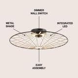 Anders 23.25" Contemporary Scandinavian Dimmable Stripe UFO Integrated LED Flush Mount - JONATHAN Y