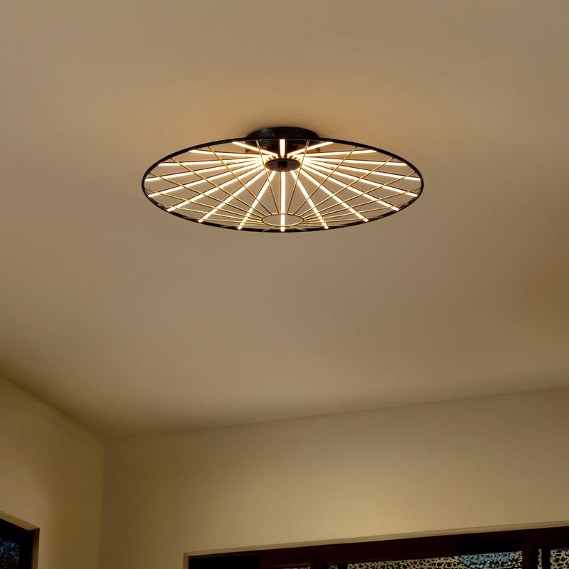 Anders 23.25" Contemporary Scandinavian Dimmable Stripe UFO Integrated LED Flush Mount - JONATHAN Y