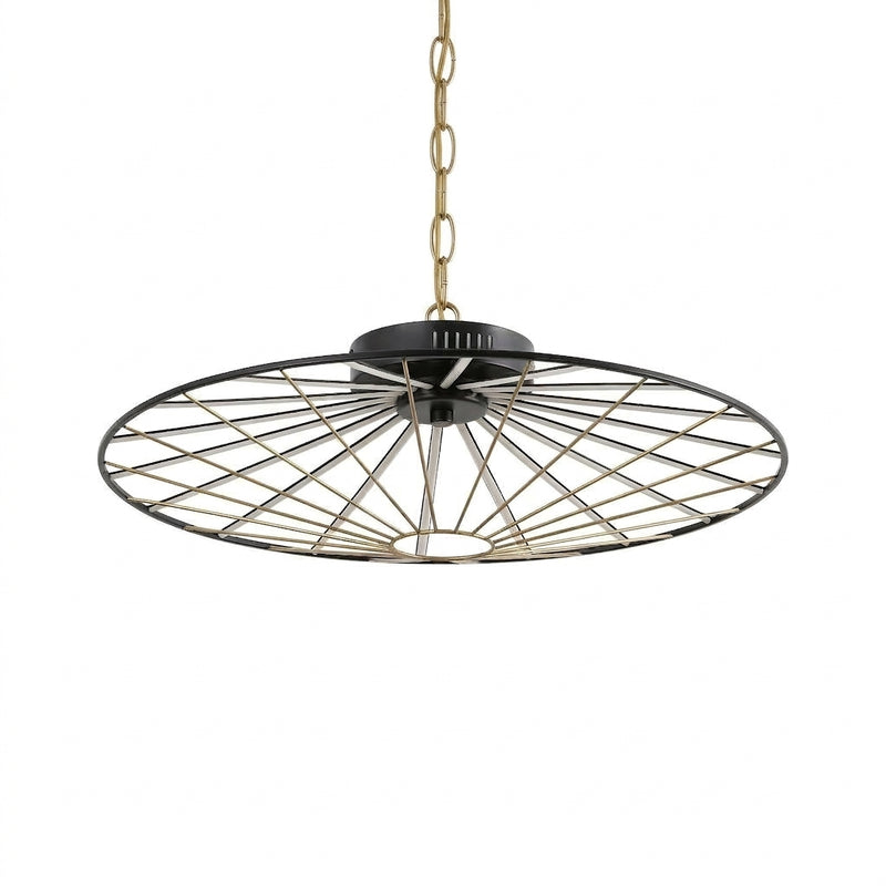 Anders 23.25" Contemporary Scandinavian Dimmable Stripe UFO Integrated LED Flush Mount Black/Gold Painting – OFF
