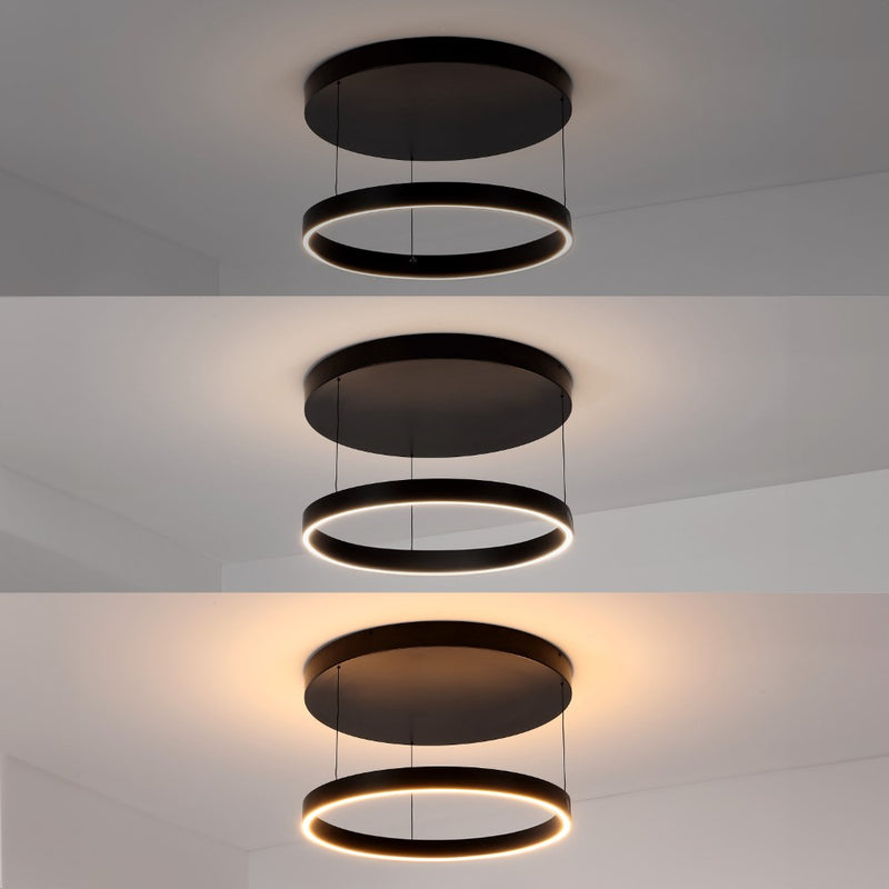 Jense 23.75" Minimalist Modern Metal Adjustable Dimmable Ring LED Pendant - JONATHAN Y