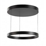 Jense 23.75" Minimalist Modern Metal Adjustable Dimmable Ring LED Pendant Black – OFF