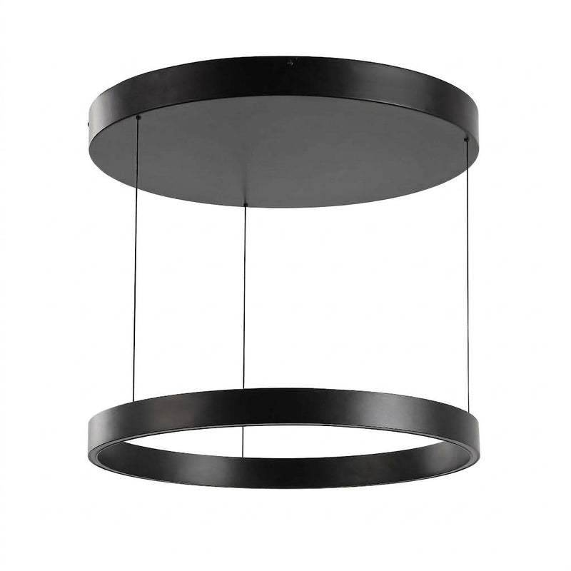 Jense 23.75" Minimalist Modern Metal Adjustable Dimmable Ring LED Pendant Black – OFF