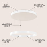 Jense 23.75" Minimalist Modern Metal Adjustable Dimmable Ring LED Pendant - JONATHAN Y