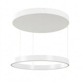 Jense 23.75" Minimalist Modern Metal Adjustable Dimmable Ring LED Pendant White – OFF