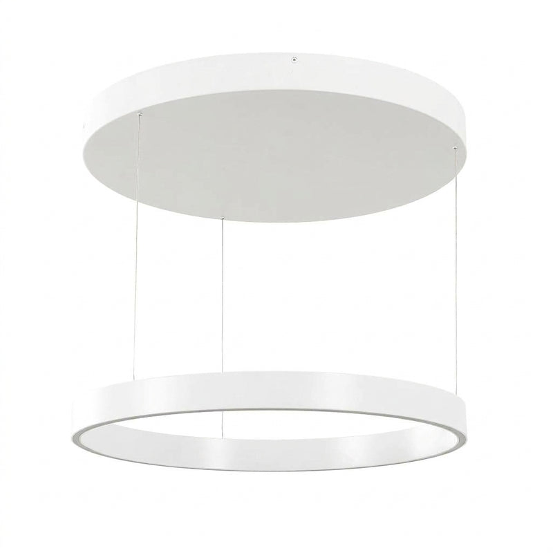Jense 23.75" Minimalist Modern Metal Adjustable Dimmable Ring LED Pendant White – OFF