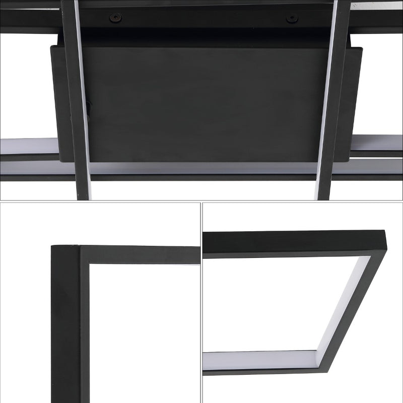 Palco 39" Contemporary Minimalist Metal Adjustable Dimmable Geometric Integrated LED Flush Mount - JONATHAN Y