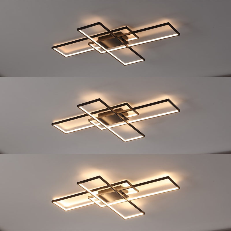 Palco 39" Contemporary Minimalist Metal Adjustable Dimmable Geometric Integrated LED Flush Mount - JONATHAN Y