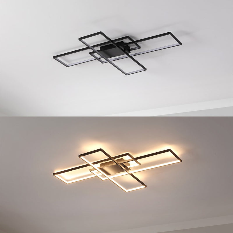 Palco 39" Contemporary Minimalist Metal Adjustable Dimmable Geometric Integrated LED Flush Mount - JONATHAN Y