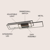 Palco 39" Contemporary Minimalist Metal Adjustable Dimmable Geometric Integrated LED Flush Mount - JONATHAN Y