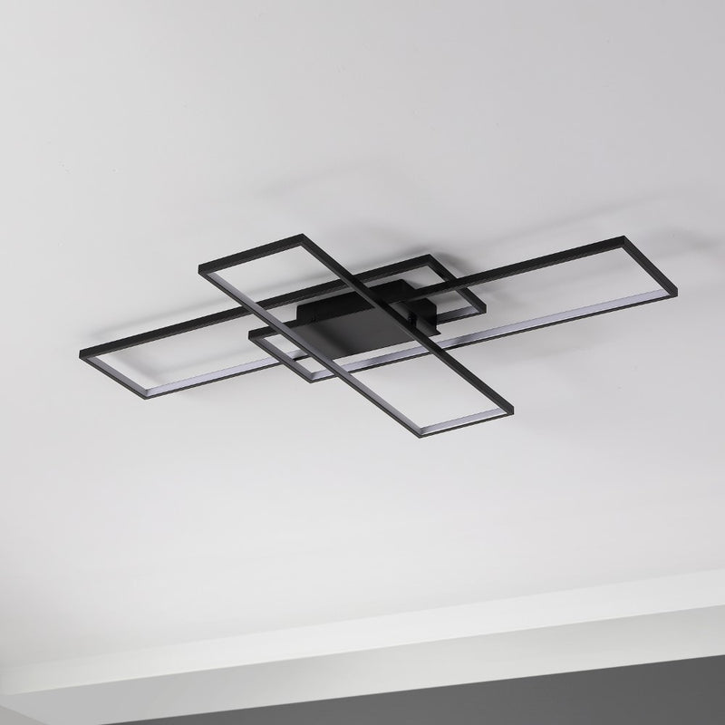Palco 39" Contemporary Minimalist Metal Adjustable Dimmable Geometric Integrated LED Flush Mount - JONATHAN Y