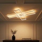 Palco 39" Contemporary Minimalist Metal Adjustable Dimmable Geometric Integrated LED Flush Mount White – MAIN-ROOM