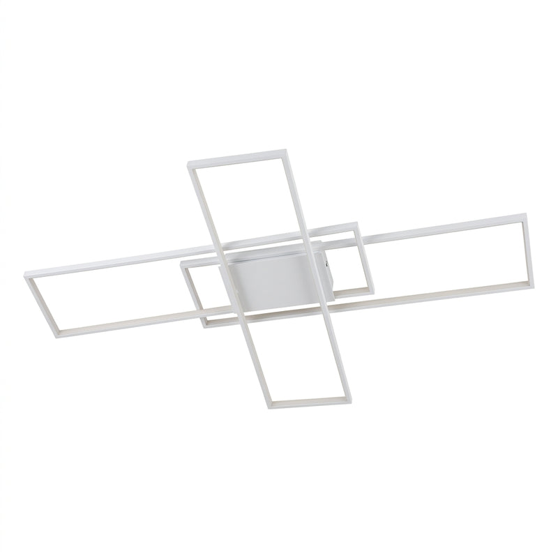 Palco 39" Contemporary Minimalist Metal Adjustable Dimmable Geometric Integrated LED Flush Mount White – MAIN-SILO