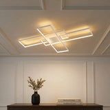 Palco 39" Contemporary Minimalist Metal Adjustable Dimmable Geometric Integrated LED Flush Mount White – OFF