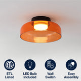 Kalmar 12" Modern Minimalist Iron/Glass Dimmable Integrated LED Flush Mount