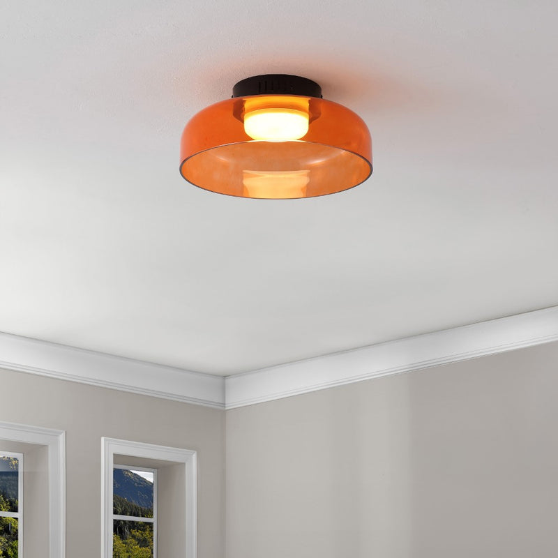 Kalmar 12" Modern Minimalist Iron/Glass Dimmable Integrated LED Flush Mount