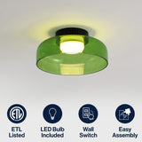 Kalmar 12" Modern Minimalist Iron/Glass Dimmable Integrated LED Flush Mount