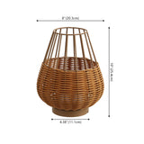 Elian 10" Modern Rustic Decorative Indoor/Outdoor Faux Wicker Rechargeable/Cordless Dimmable Integrated LED Table Lamp, Set of 2