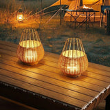 Elian 10" Modern Rustic Decorative Indoor/Outdoor Faux Wicker Rechargeable/Cordless Dimmable Integrated LED Table Lamp, Set of 2 Light Brown/Brown (Set of 2) – MAIN-ROOM