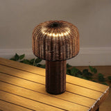 Mia 10" Modern Scandinavian Indoor/Outdoor Faux Wicker Rechargeable/Cordless Dimmable Integrated LED Table Lamp, Set of 2 Dark Brown/Black (Set of 2) – MAIN-ROOM