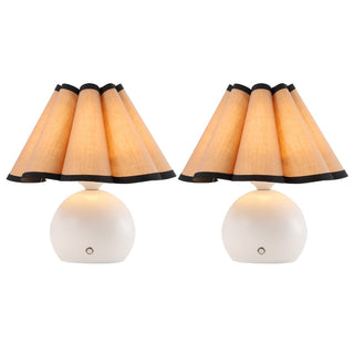 Billie 10.5" Classic Vintage Scalloped Shade Regarcheable/Cordless Dimmable Integrated LED Table Lamps Set 2