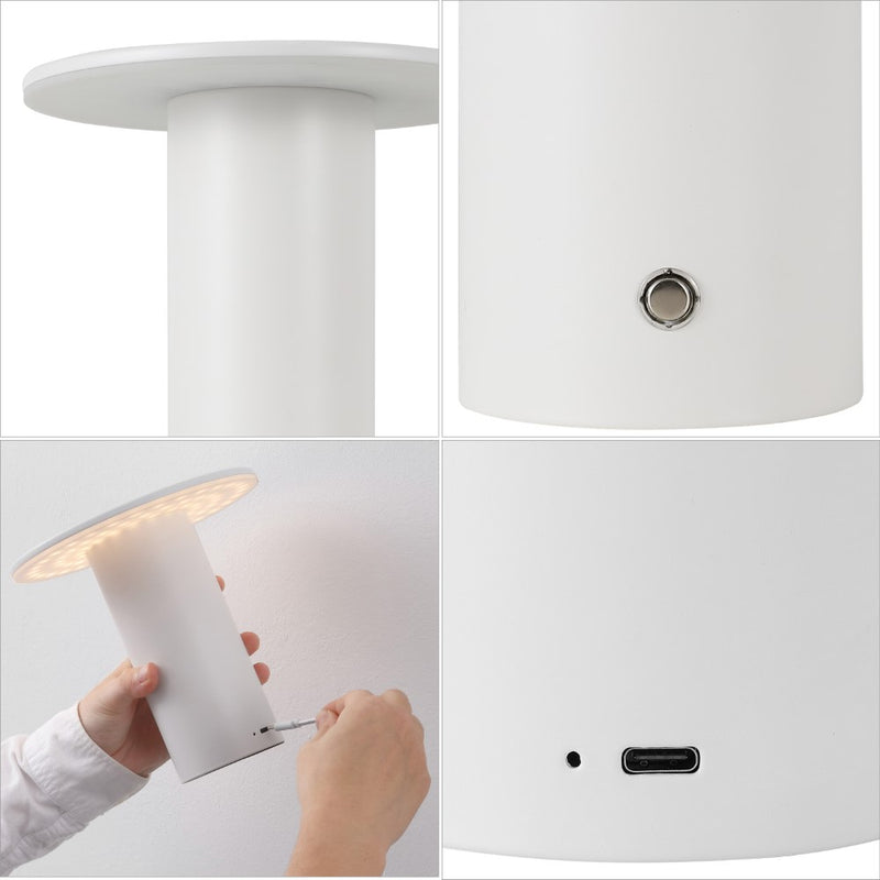 Gio 7.5" Modern Minimalist Column Rechargeable/Cordless Dimmable Integrated LED Table Lamp with Touch Sensor Set 2