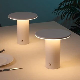 Gio 7.5" Modern Minimalist Column Rechargeable/Cordless Dimmable Integrated LED Table Lamp with Touch Sensor Set 2