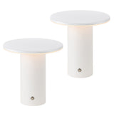 Gio 7.5" Modern Minimalist Column Rechargeable/Cordless Dimmable Integrated LED Table Lamp with Touch Sensor Set 2
