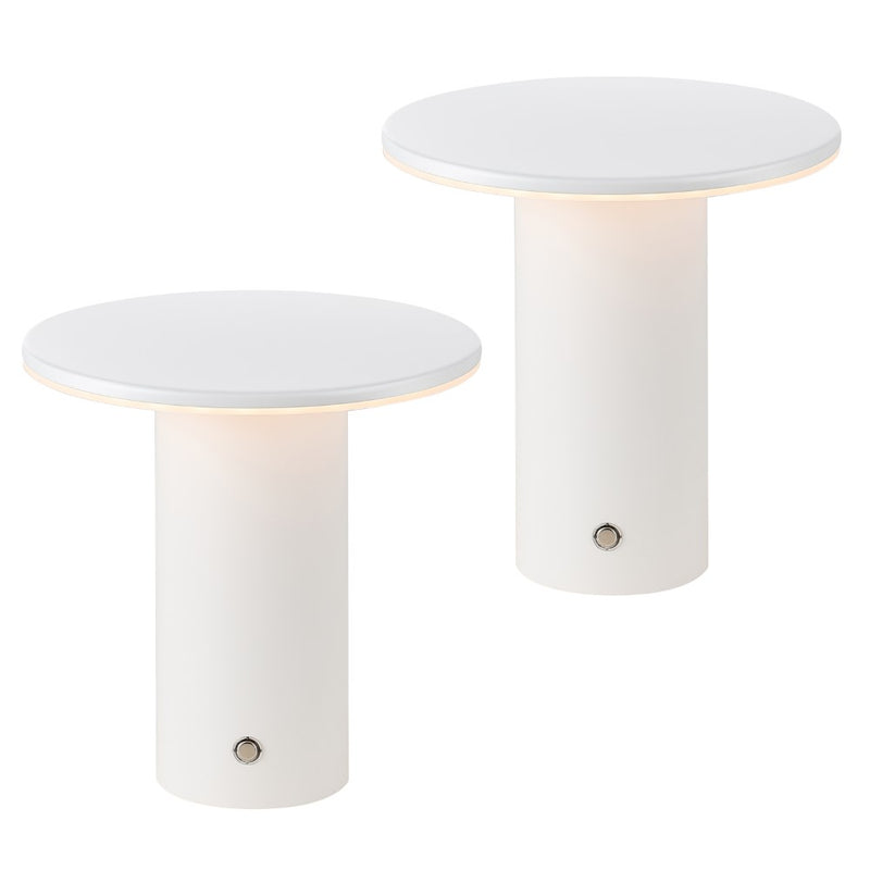 Gio 7.5" Modern Minimalist Column Rechargeable/Cordless Dimmable Integrated LED Table Lamp with Touch Sensor Set 2