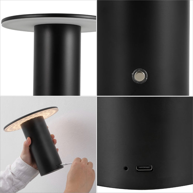 Gio 7.5" Modern Minimalist Column Rechargeable/Cordless Dimmable Integrated LED Table Lamp with Touch Sensor Set 2