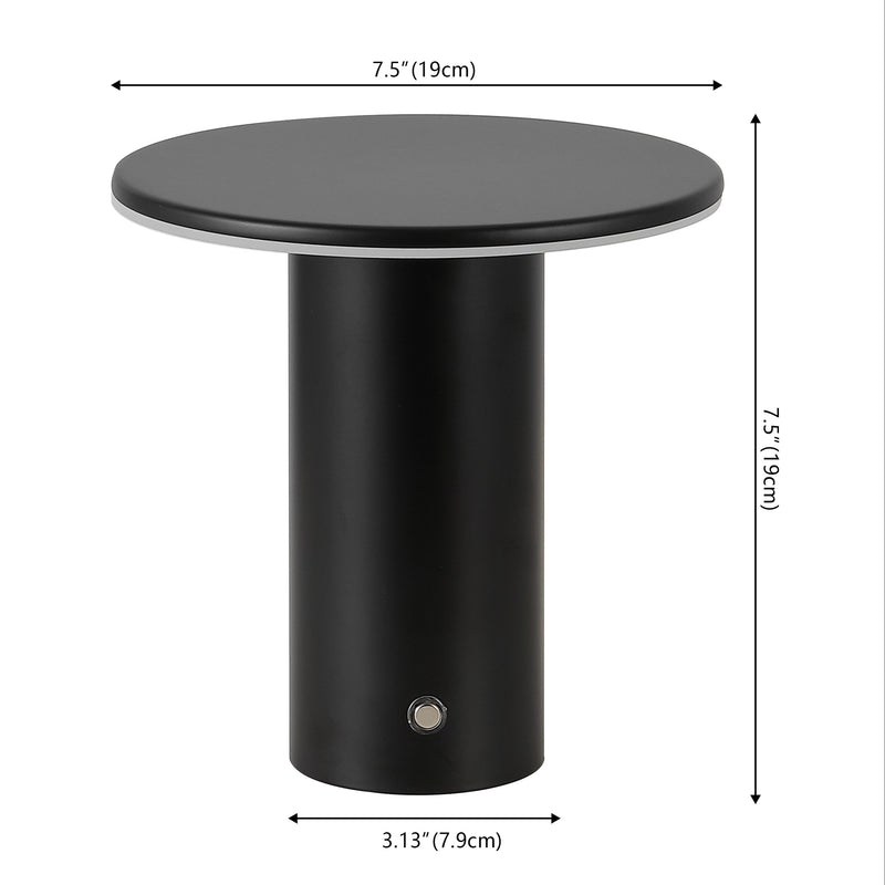 Gio 7.5" Modern Minimalist Column Rechargeable/Cordless Dimmable Integrated LED Table Lamp with Touch Sensor Set 2