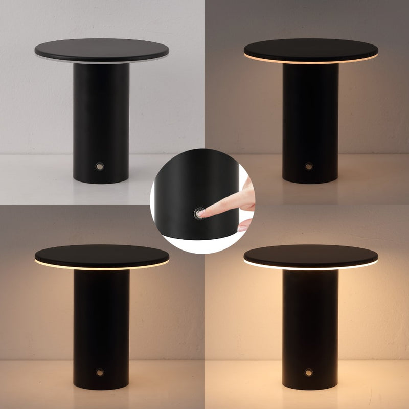 Gio 7.5" Modern Minimalist Column Rechargeable/Cordless Dimmable Integrated LED Table Lamp with Touch Sensor Set 2