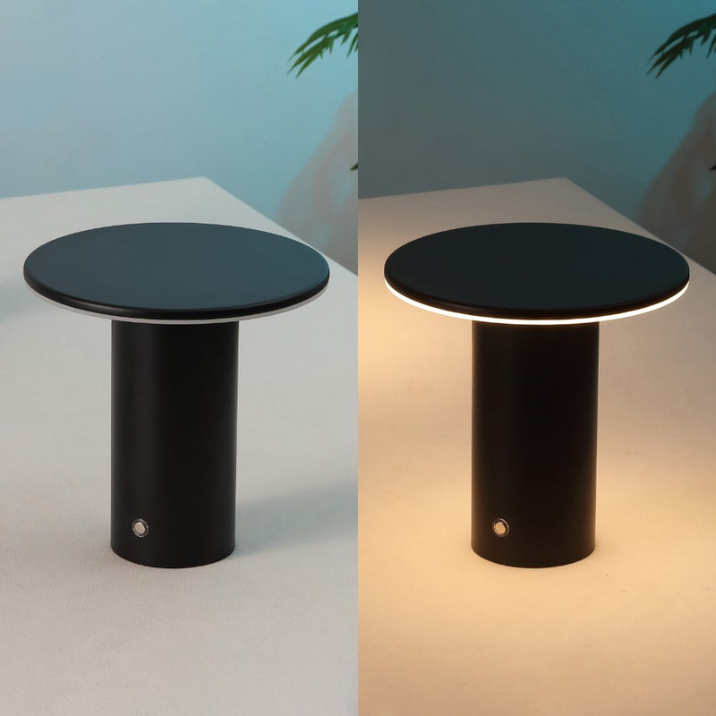 Gio 7.5" Modern Minimalist Column Rechargeable/Cordless Dimmable Integrated LED Table Lamp with Touch Sensor Set 2