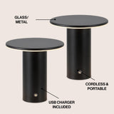 Gio 7.5" Modern Minimalist Column Rechargeable/Cordless Dimmable Integrated LED Table Lamp with Touch Sensor Set 2