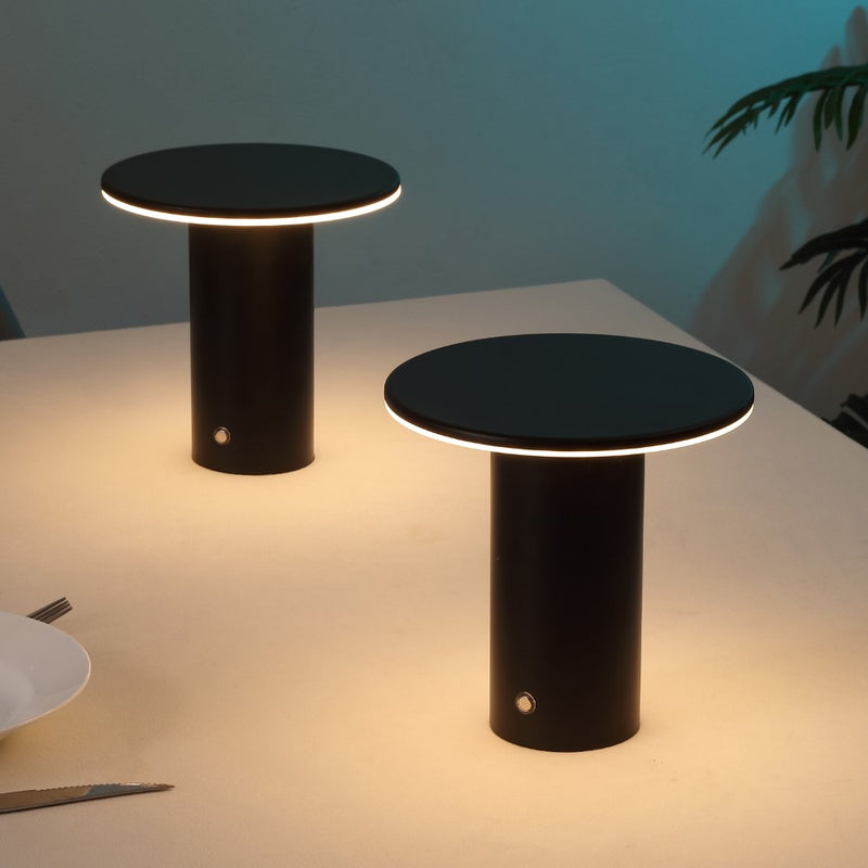 Gio 7.5" Modern Minimalist Column Rechargeable/Cordless Dimmable Integrated LED Table Lamp with Touch Sensor Set 2