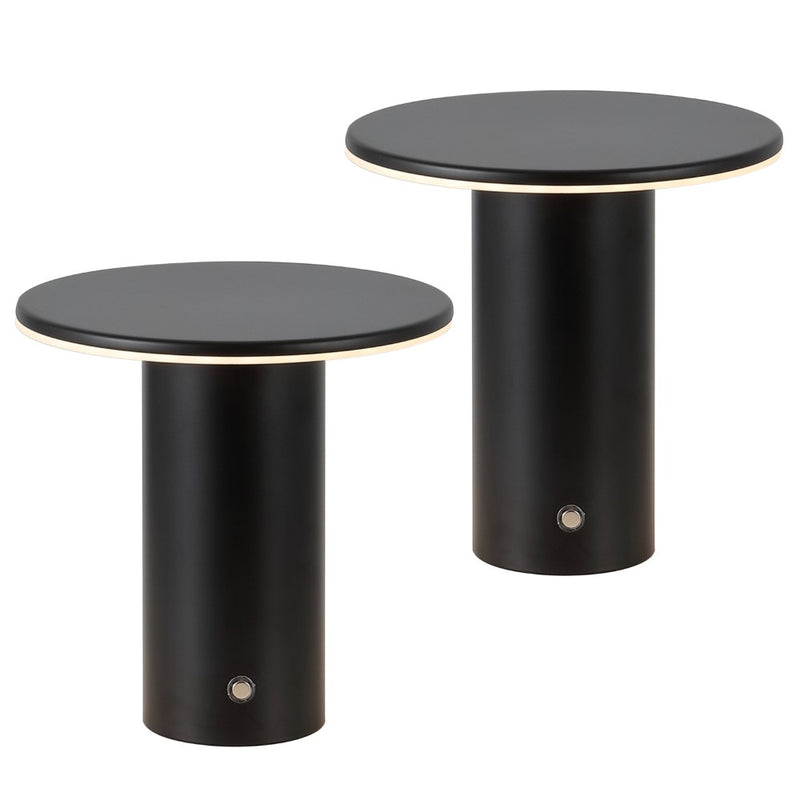 Gio 7.5" Modern Minimalist Column Rechargeable/Cordless Dimmable Integrated LED Table Lamp with Touch Sensor Set 2