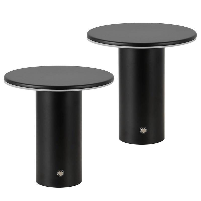 Gio 7.5" Modern Minimalist Column Rechargeable/Cordless Dimmable Integrated LED Table Lamp with Touch Sensor Set 2