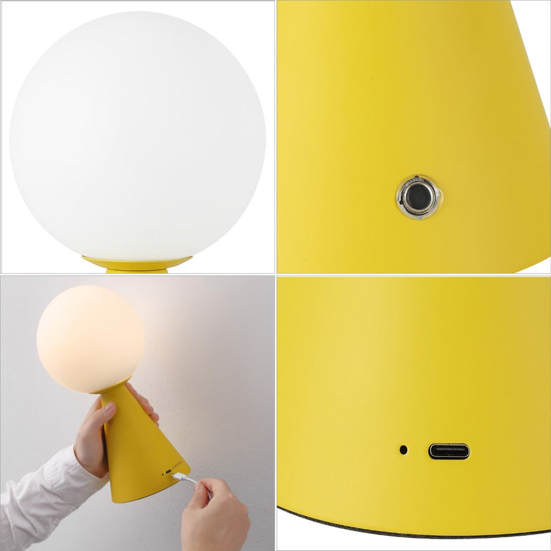 Macie 11.75" Modern Minimalist Globe Rechargeable/Cordless Dimmable Integrated LED Table Lamp with Touch Sensor Set 2