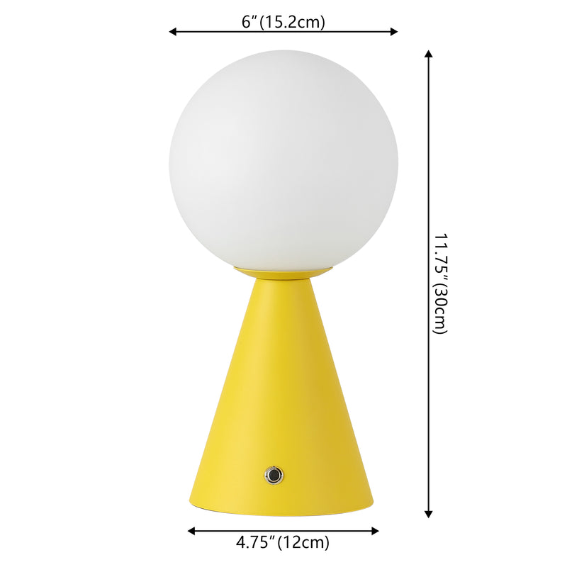Macie 11.75" Modern Minimalist Globe Rechargeable/Cordless Dimmable Integrated LED Table Lamp with Touch Sensor Set 2