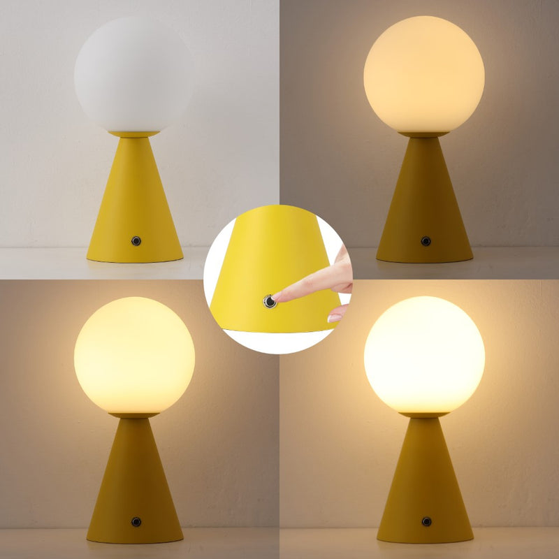 Macie 11.75" Modern Minimalist Globe Rechargeable/Cordless Dimmable Integrated LED Table Lamp with Touch Sensor Set 2