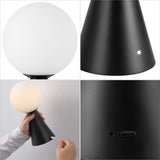 Macie 11.75" Modern Minimalist Globe Rechargeable/Cordless Dimmable Integrated LED Table Lamp with Touch Sensor Set 2