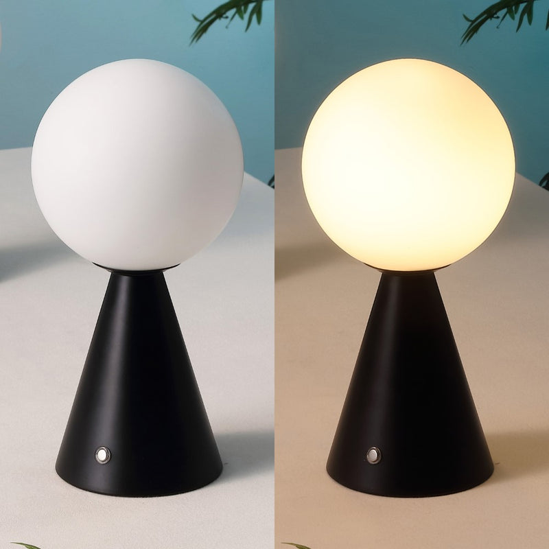 Macie 11.75" Modern Minimalist Globe Rechargeable/Cordless Dimmable Integrated LED Table Lamp with Touch Sensor Set 2