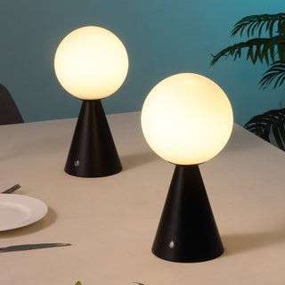 Macie 11.75" Modern Minimalist Globe Rechargeable/Cordless Dimmable Integrated LED Table Lamp with Touch Sensor Set 2