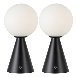 Macie 11.75" Modern Minimalist Globe Rechargeable/Cordless Dimmable Integrated LED Table Lamp with Touch Sensor Set 2
