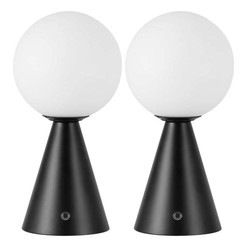 Macie 11.75" Modern Minimalist Globe Rechargeable/Cordless Dimmable Integrated LED Table Lamp with Touch Sensor Set 2